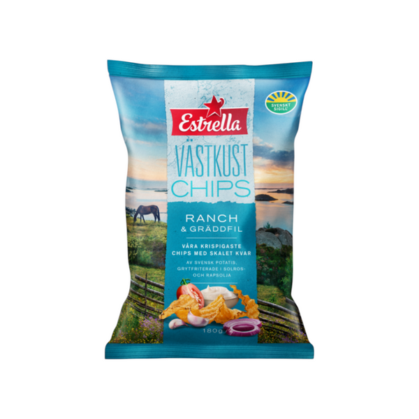 Västkustchips Ranch & Gräddfil 180g