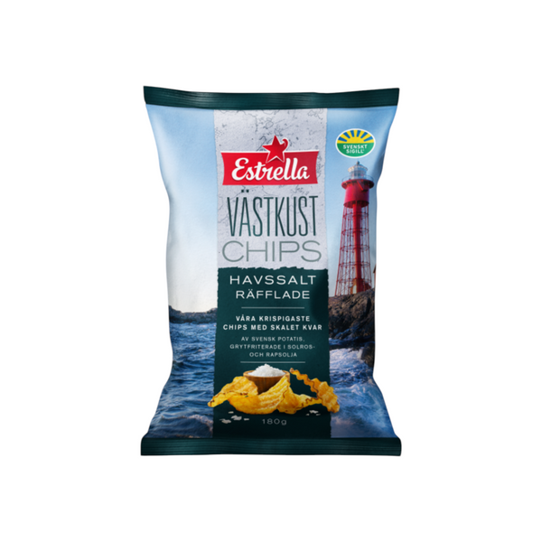 Västkustchips Havssalt Räfflade 180g